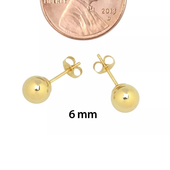 Jewelry 6mm 14k Solid Gold Ball Stud Earrings Poshmark